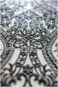 Schwarzer Perlen Spitzenstoff/ schwarze Couture Spitze/ Abendkleid Spitzenstoff/ schwarzes Abendkleid Perlenspitze/ L19-250