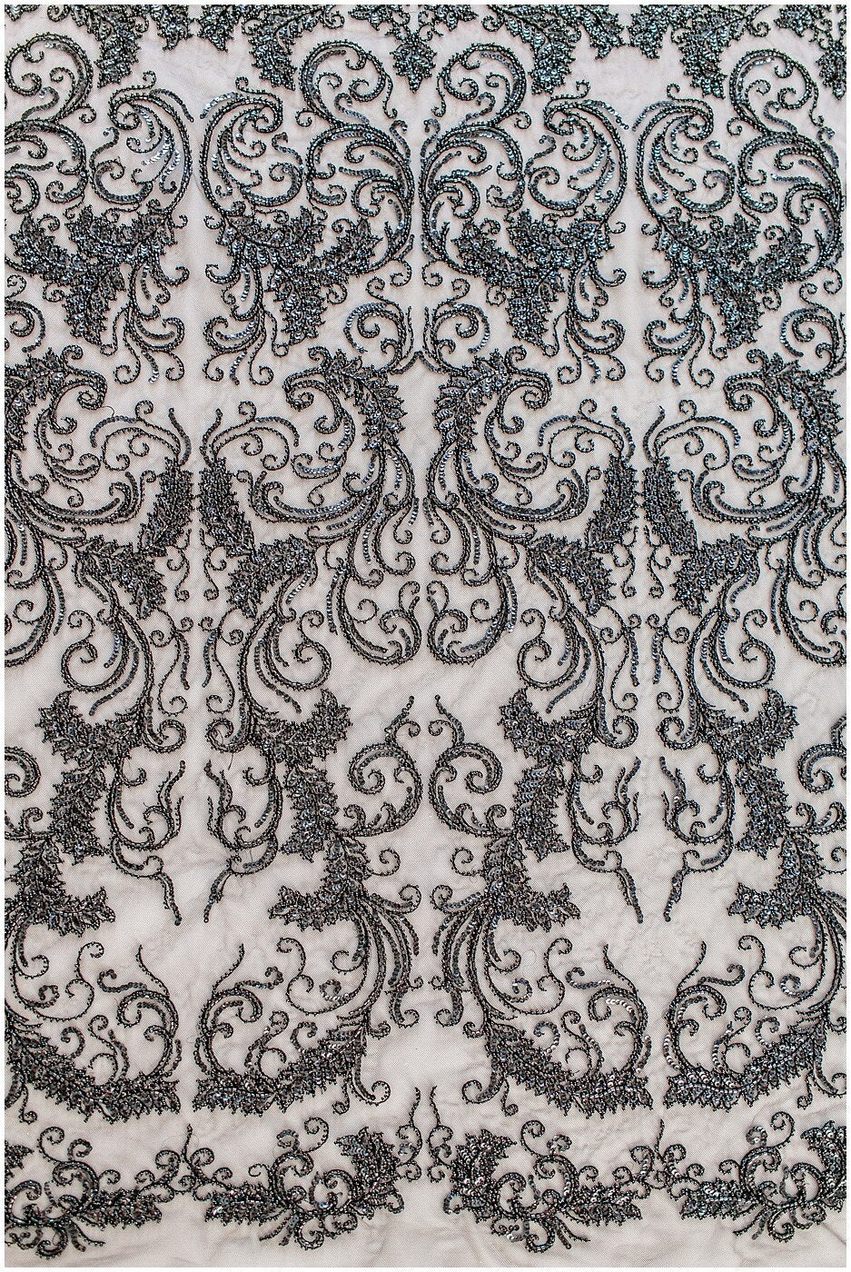 Schwarzer Perlen Spitzenstoff/ Couture Spitzenstoff/ schwarze Braut Spitze Stoff/ Perlen Perlen Spitze/ schwarzes Abendkleid Spitzenstoff// L19-251