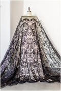 Schwarzer Perlen Spitzenstoff/ Couture Spitzenstoff/ schwarze Braut Spitze Stoff/ Perlen Perlen Spitze/ schwarzes Abendkleid Spitzenstoff// L19-251