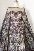 Schwarzer Perlen Spitzenstoff/ Couture Spitzenstoff/ schwarze Braut Spitze Stoff/ Perlen Perlen Spitze/ schwarzes Abendkleid Spitzenstoff// L19-251