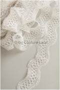 Wave lace trim/ Geometric boho lace trim/ Off-white embroidered lace trim/ Boho bridal lace// T19-074