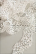 Wave lace trim/ Geometric boho lace trim/ Off-white embroidered lace trim/ Boho bridal lace// T19-074