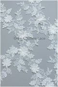 A19-180 Paar - 3D Spitzen Applikation, Baumwoll 3D Spitzen Aufnäher, Spitze Blumenplatten, Brautkleid Applikation, Hochzeitskleid Spitze Blume 3D