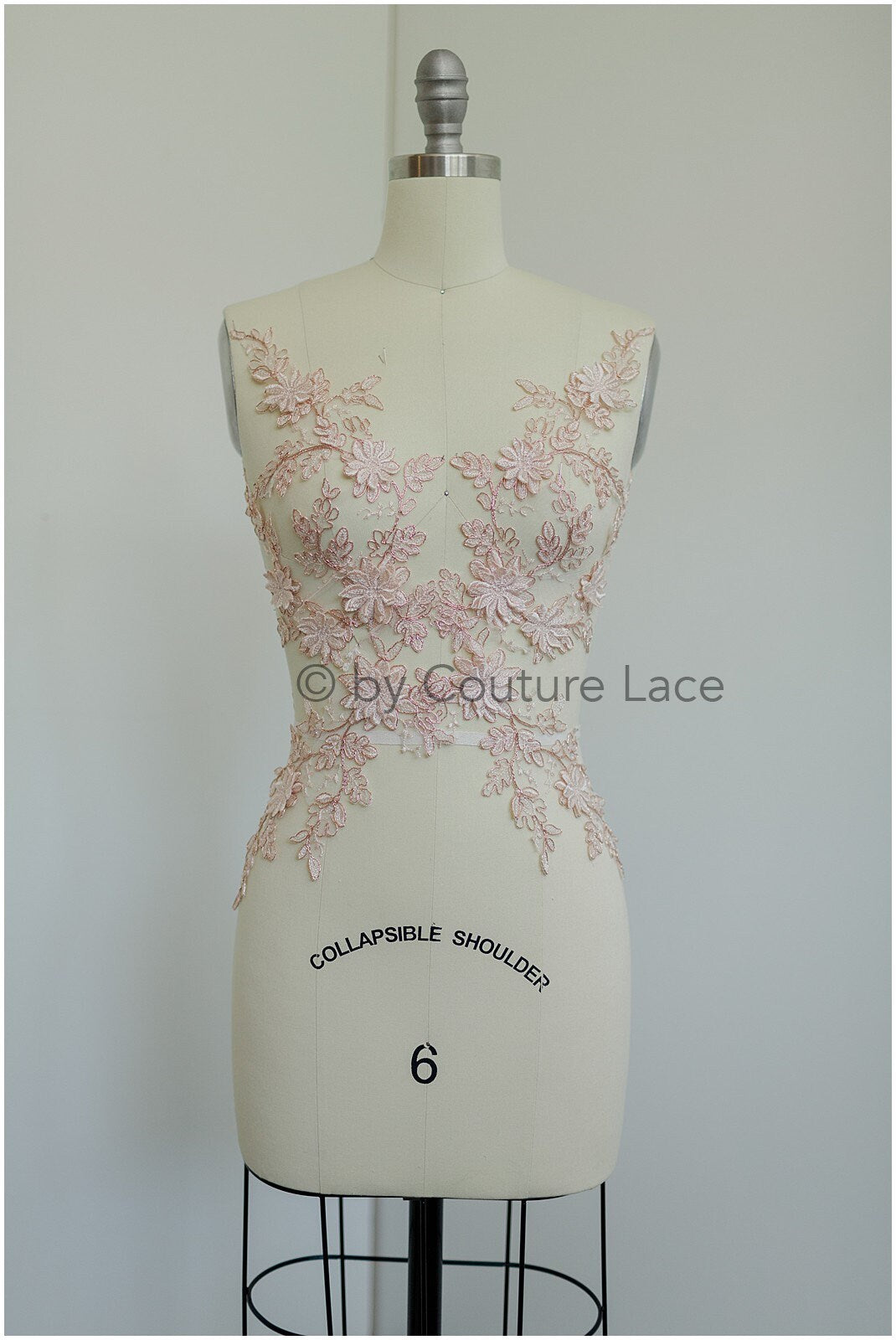 PAIR- 3D flower lace applique, peach rose 3D lace patch, lace flower panels, rose gold lace applique, wedding dress lace flower 3D// A19-182