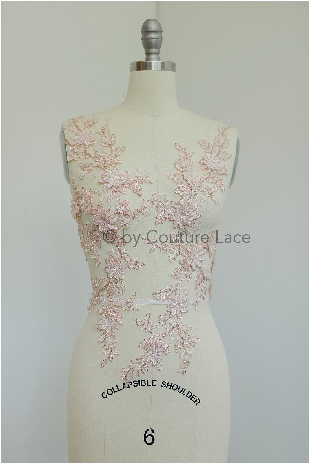 PAIR- 3D flower lace applique, peach rose 3D lace patch, lace flower panels, rose gold lace applique, wedding dress lace flower 3D// A19-182
