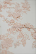 PAIR- 3D flower lace applique, peach rose 3D lace patch, lace flower panels, rose gold lace applique, wedding dress lace flower 3D// A19-182