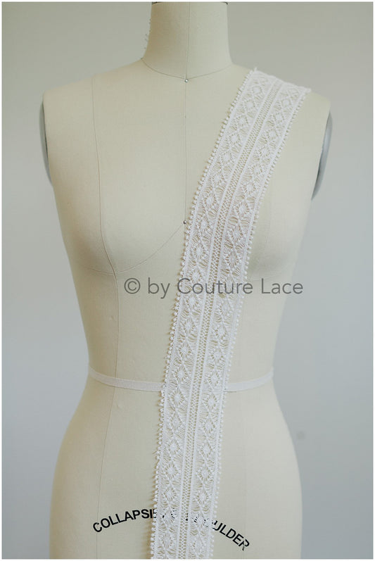 Guipure lace trim off-white ivory/ Boho wedding dress lace/ Bridal lace trim/ Crocheted lace/ Soft crochet lace// T19-078