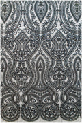 Schwarzer Perlen Spitzenstoff/ schwarze Couture Spitze/ Abendkleid Spitzenstoff/ schwarzes Abendkleid Perlenspitze/ L19-250