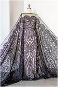 Schwarzer Perlen Spitzenstoff/ schwarze Couture Spitze/ Abendkleid Spitzenstoff/ schwarzes Abendkleid Perlenspitze/ L19-250