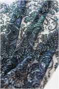 Schwarzer Perlen Spitzenstoff/ Couture Spitzenstoff/ schwarze Braut Spitze Stoff/ Perlen Perlen Spitze/ schwarzes Abendkleid Spitzenstoff// L19-251