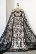 Schwarzer Perlen Spitzenstoff/ Couture Spitzenstoff/ schwarze Braut Spitze Stoff/ Perlen Perlen Spitze/ schwarzes Abendkleid Spitzenstoff// L19-251
