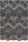 Schwarzer Perlen Spitzenstoff/ Couture Spitzenstoff/ schwarze Brautspitze/ Perlen Perlen Spitze/ schwarze Abendkleider Spitze // L19-252
