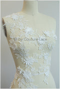 A19-180 Paar - 3D Spitzen Applikation, Baumwoll 3D Spitzen Aufnäher, Spitze Blumenplatten, Brautkleid Applikation, Hochzeitskleid Spitze Blume 3D
