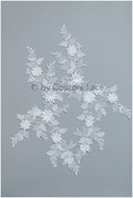 A19-180 Paar - 3D Spitzen Applikation, Baumwoll 3D Spitzen Aufnäher, Spitze Blumenplatten, Brautkleid Applikation, Hochzeitskleid Spitze Blume 3D