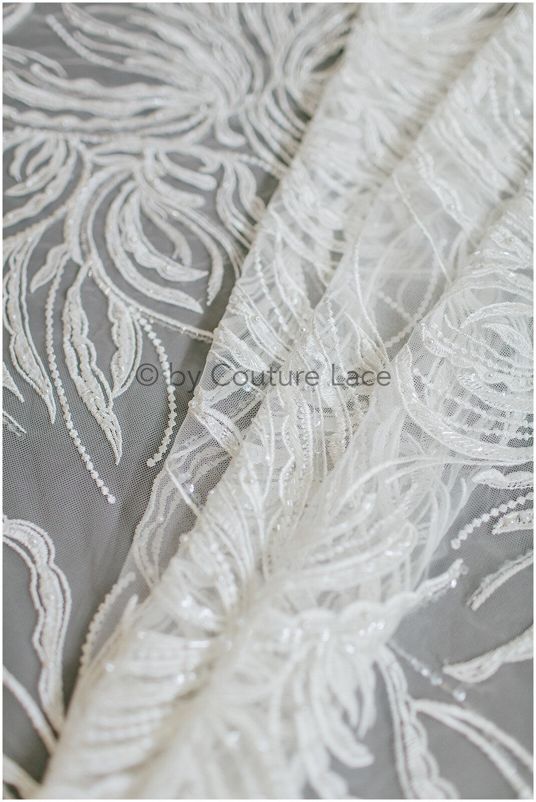 Berta Braut Spitze Stoff für Hochzeitskleid, Perlen Braut Lacefabric, Hochzeitskleid Spitze mit Perlen// L19-204
