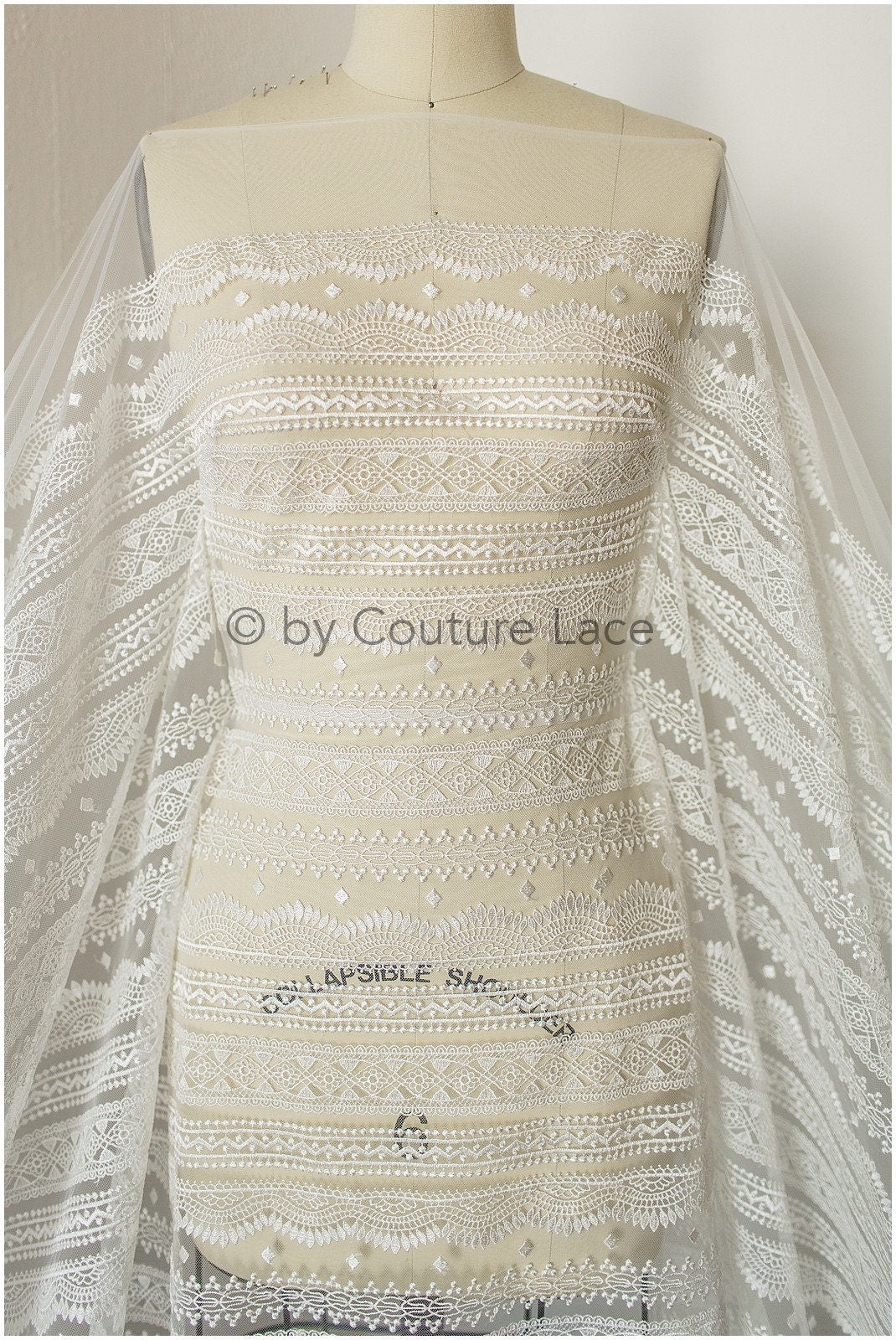 Boho wedding dress lace off-white/ bridal lace fabric/ couture lace/ boho lace// L19-255CO
