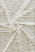French lace off-white/ bridal lace fabric/ modern stripe patterned lace/ boho wedding dress lace// L19-255RY