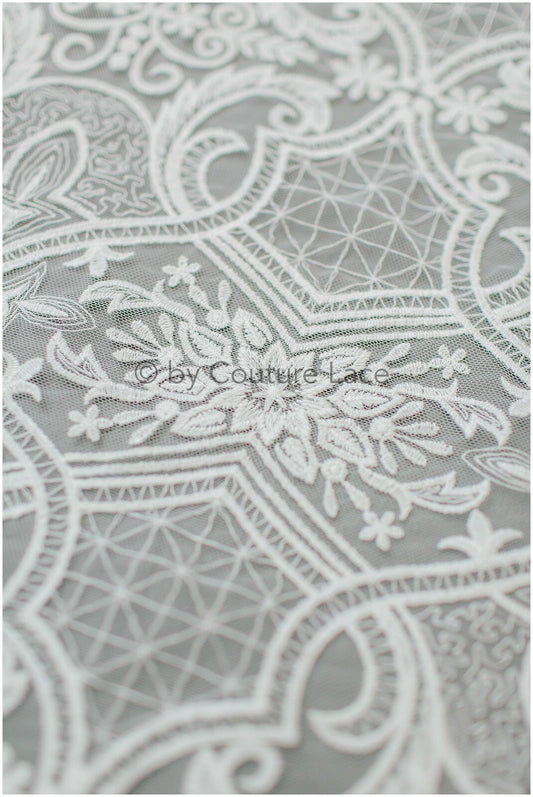 Baumwolle Artdeco Hochzeitskleid Spitze/ Braut Spitzenstoff Off-White/ französischer Spitzenstoff// L19-272