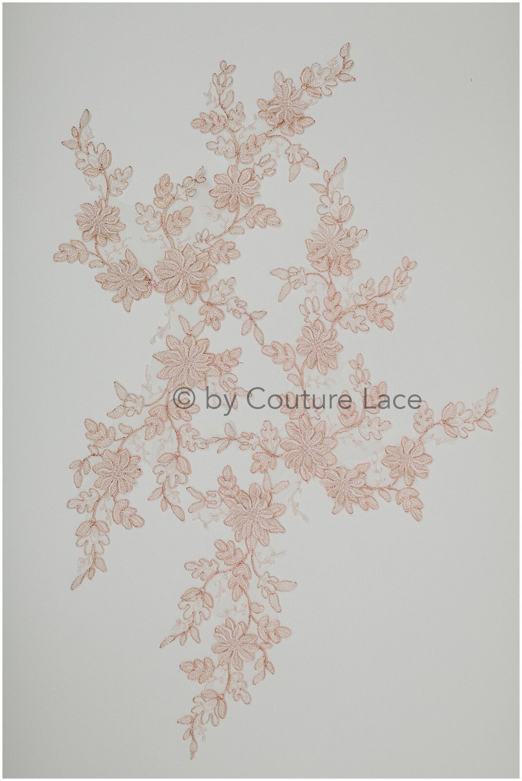 PAIR- 3D flower lace applique, peach rose 3D lace patch, lace flower panels, rose gold lace applique, wedding dress lace flower 3D// A19-182