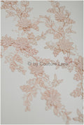 PAIR- 3D flower lace applique, peach rose 3D lace patch, lace flower panels, rose gold lace applique, wedding dress lace flower 3D// A19-182