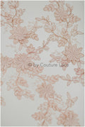 PAIR- 3D flower lace applique, peach rose 3D lace patch, lace flower panels, rose gold lace applique, wedding dress lace flower 3D// A19-182