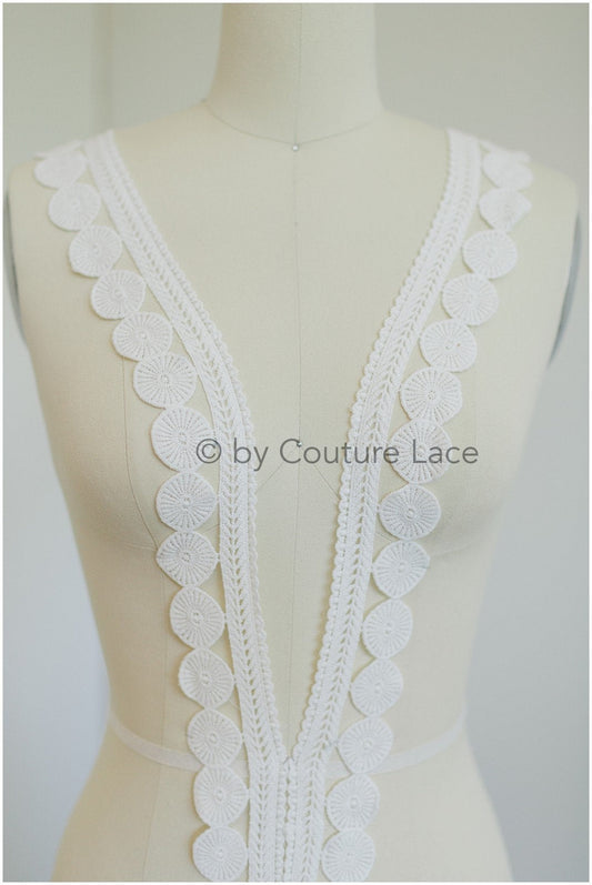 Guipure lace trim off-white ivory/ Boho wedding dress lace trim/ Bridal lace trim/ Lace trim// T19-079