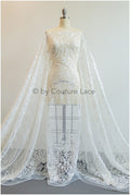 schwerer bestickter Spitzenstoff mit Perlen/ Hochzeitsspitze/ Paillettenspitze/ Brautspitze/ Couture Lace - Alencon Lace Stoff// L17-012