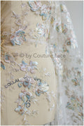 Farbiger Blumen Spitzenstoff/ romantische Pastell Spitze/ Abendkleid Spitze/ Blumen Spitzenstoff/ bestickte Farbe Hochzeitsstoff// L19-257