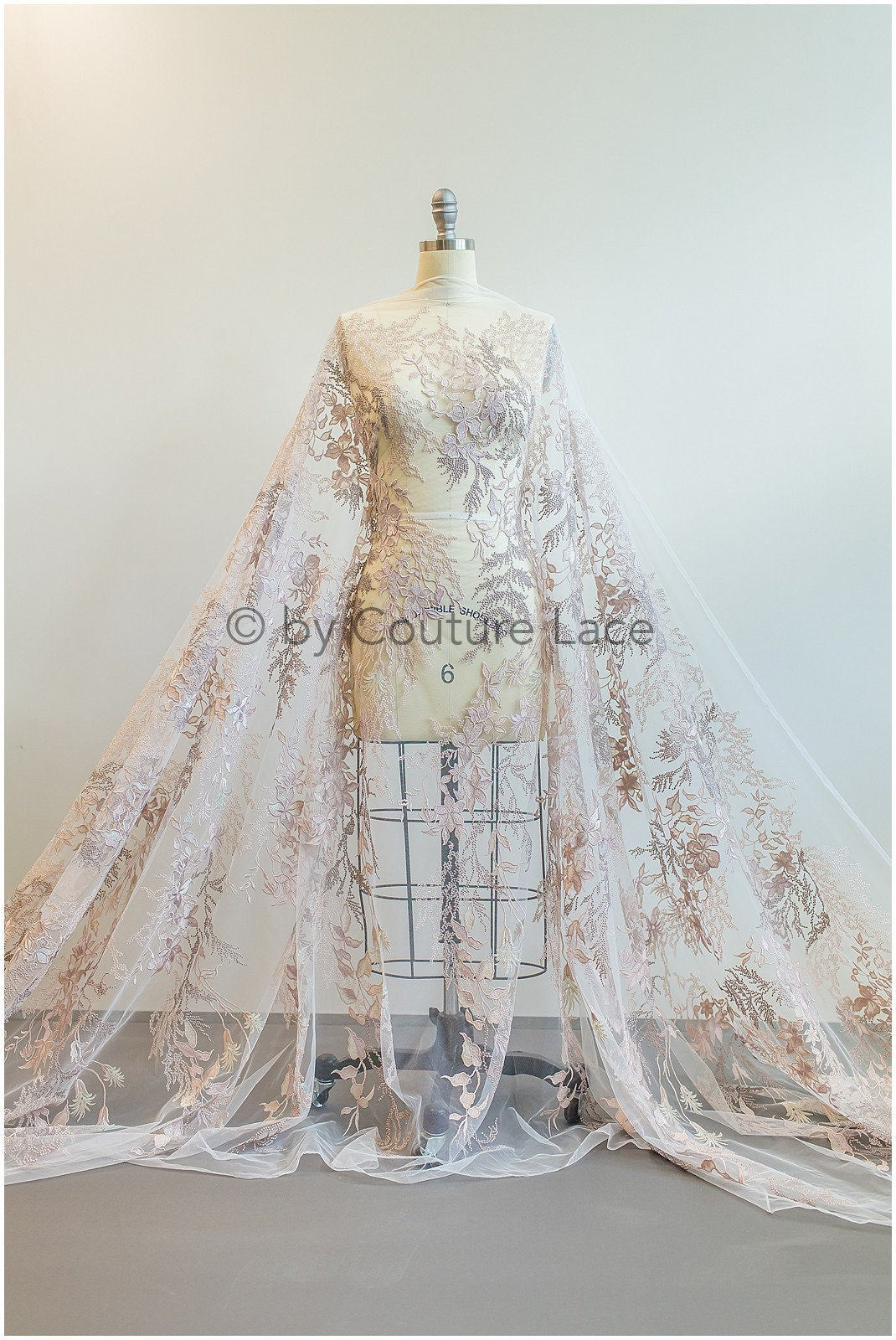 4-farbiger floraler Spitzenstoff/ romantische Pfirsich Spitze für Abendkleid/ Blumen Spitzenstoff/ bestickter Farbstoff// L19-261