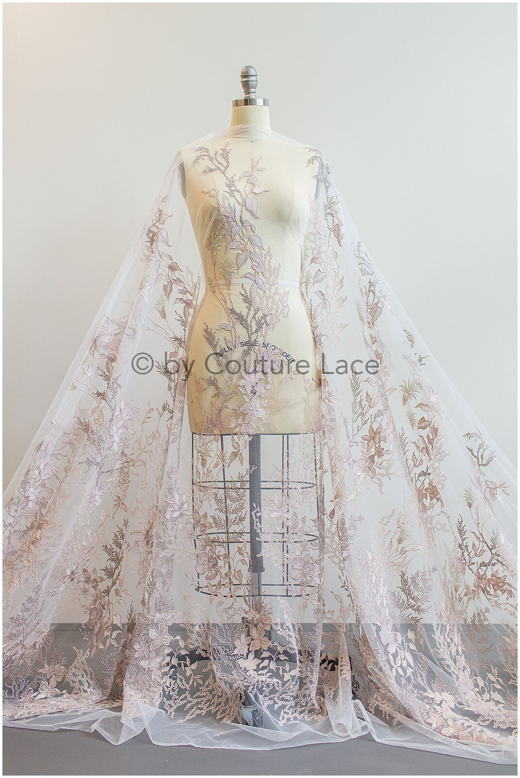 4-farbiger floraler Spitzenstoff/ romantische Pfirsich Spitze für Abendkleid/ Blumen Spitzenstoff/ bestickter Farbstoff// L19-261