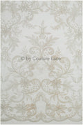 Floral bridal lace / bridal lace material with sequins / offwhite bridal lace / floral wedding lace / couture lace / / L19-273