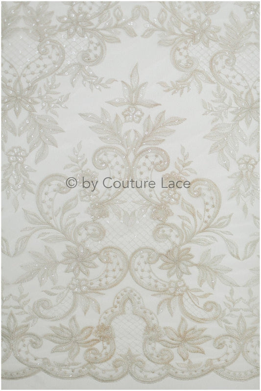 Florale Braut Spitze / Braut Spitze Material mit Pailletten / offwhite Braut Spitze / florale Hochzeit Spitze / Couture Spitze / / L19-273