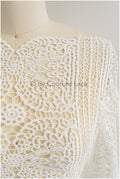 Crochet lace fabric off-white/ Boho pattern bridal lace/ Guipure wedding dress lace// L19-291