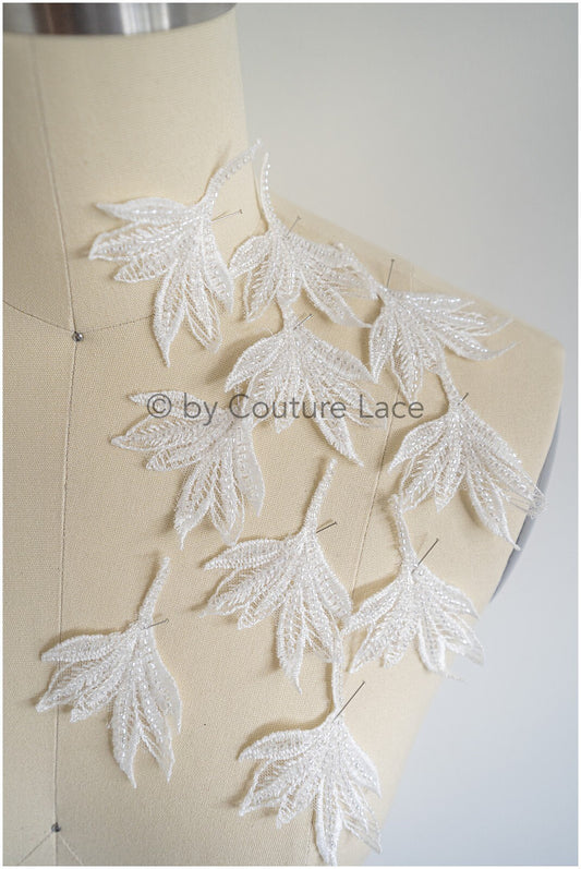 10pcs. 3D flowers with pearls/ lace applique/ wedding dress lace applique// A19-104/3