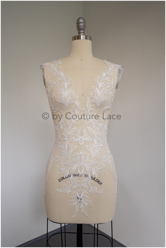 Romantischer Baumwollblatt Aufnäher, Blumen Applikation, Spitzenblumen Applikation, Hochzeitskleid Spitzen Applikation, Braut Blumen Aufnäher// A19-186