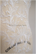 Romantischer Baumwollblatt Aufnäher, Blumen Applikation, Spitzenblumen Applikation, Hochzeitskleid Spitzen Applikation, Braut Blumen Aufnäher// A19-186