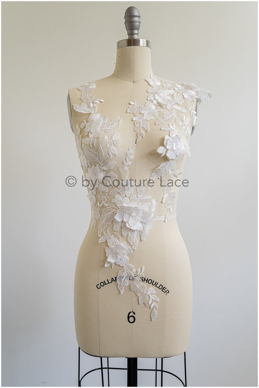 3D Blumen Spitzen Applikation, 3D Blumen Applikation, Lace Blumen Applikation, Spitzen Applikation, 3D Hochzeitskleid Spitze Applikation, Braut Blumen Aufnäher// A19-184