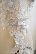 3D Blumen Spitzen Applikation, 3D Blumen Applikation, Lace Blumen Applikation, Spitzen Applikation, 3D Hochzeitskleid Spitze Applikation, Braut Blumen Aufnäher// A19-184