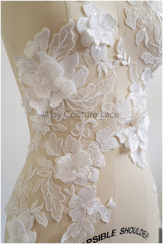 3D Blumen Spitzen Applikation, 3D Blumen Applikation, Lace Blumen Applikation, Spitzen Applikation, 3D Hochzeitskleid Spitze Applikation, Braut Blumen Aufnäher// A19-184