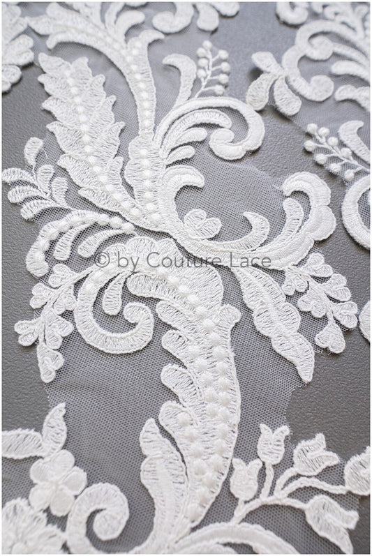 Ornate lace flower patch, oriental flower patch, lace applique, wedding dress lace applique, bridal flower patch// A19-183