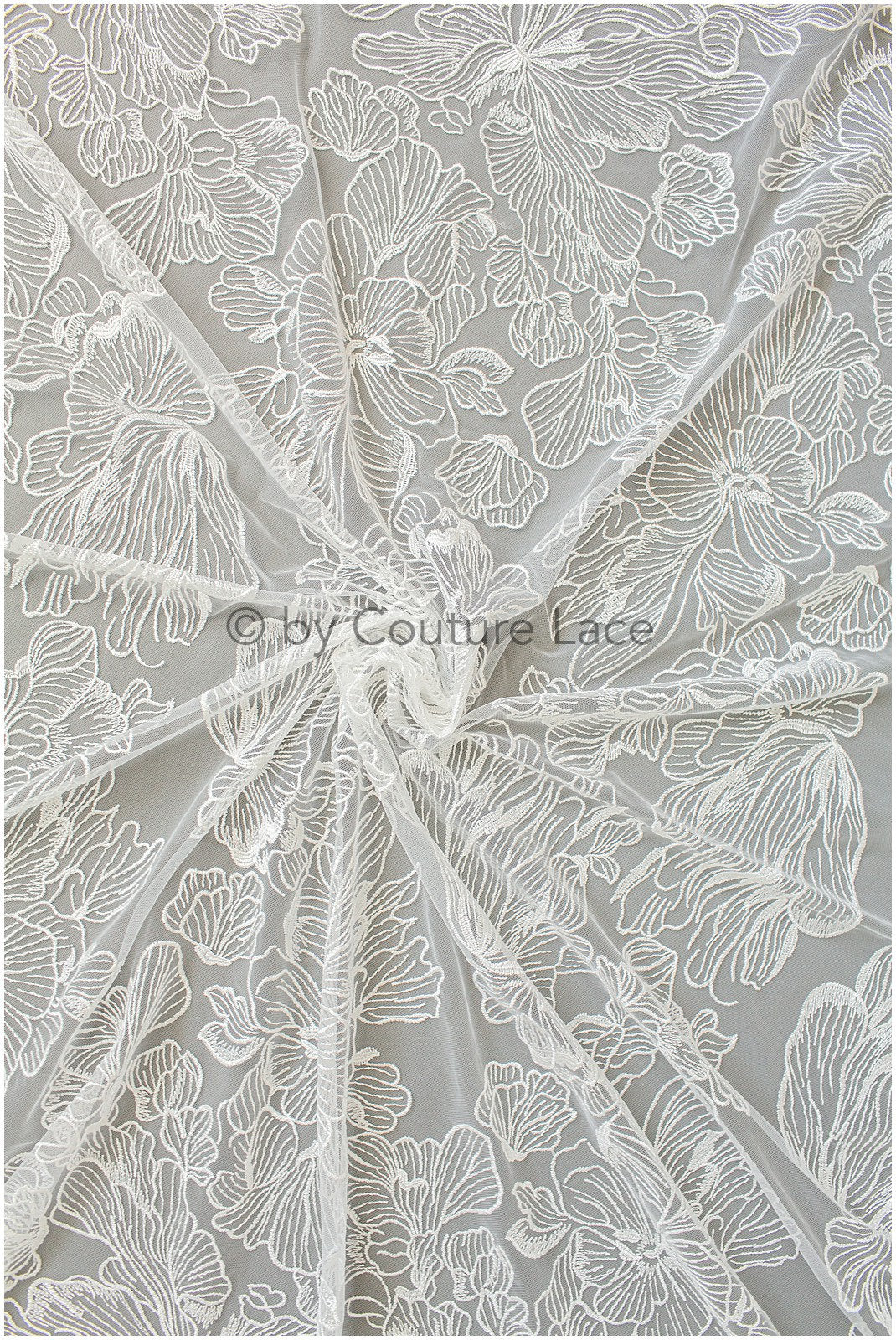 Blumen Braut Spitze Off-White/ Brautspitze mit Blumen/ Blumen Hochzeit Spitze/ Couture Spitze// L19-281
