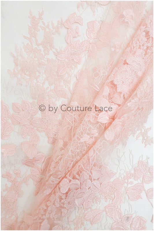 Rosa Blumen Spitze Stoff/ Braut Spitzen Stoff/ Blumen Hochzeit Spitze/ Couture Spitze //L19-263