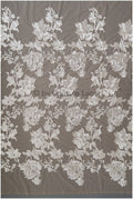 Floral lace fabric on nude mesh tulle, sequin leaf pattern lace, bridal lace fabric on nude mesh, floral lace on nude tulle// L19-296