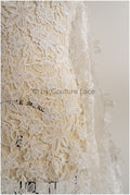 Crochet lace fabric off-white/ floral guipure lace fabric/ French bridal lace/ bridal crochet fabric/ vintage bridal lace/ Alencon lace// L19-295