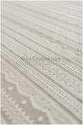 French lace off-white/ bridal lace fabric/ modern stripe patterned lace/ boho wedding dress lace// L19-255RY