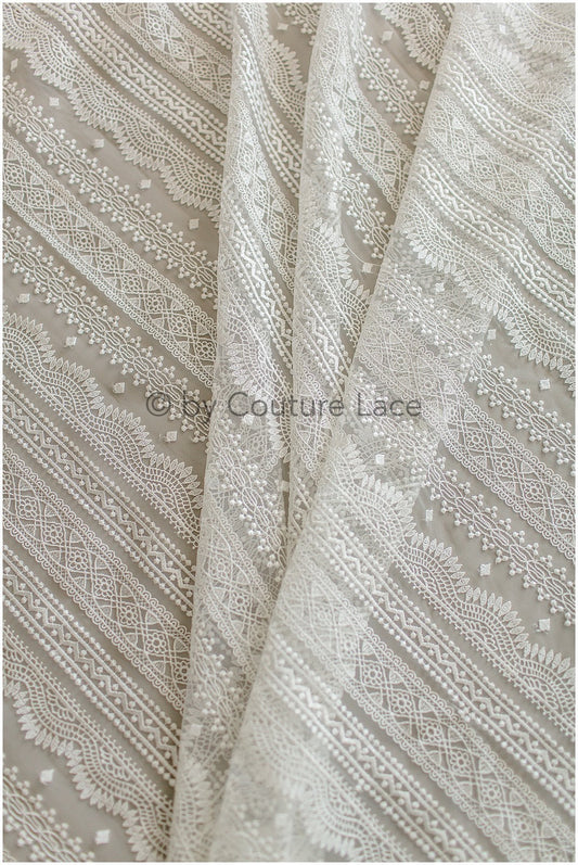 Boho Brautkleid Spitze Off-White/ Braut Spitzenstoff/ Couture Spitze/ Boho Spitze// L19-255CO