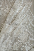 Französische Brautkleid Spitze Off-White/ Floral gemusterte Spitze/ Braut Spitze/ Bestickte Chantilly Spitze// L19-256