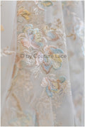 Farbiger Blumen Spitzenstoff/ romantische Pastell Spitze/ Abendkleid Spitze/ Blumen Spitzenstoff/ bestickte Farbe Hochzeitsstoff// L19-257