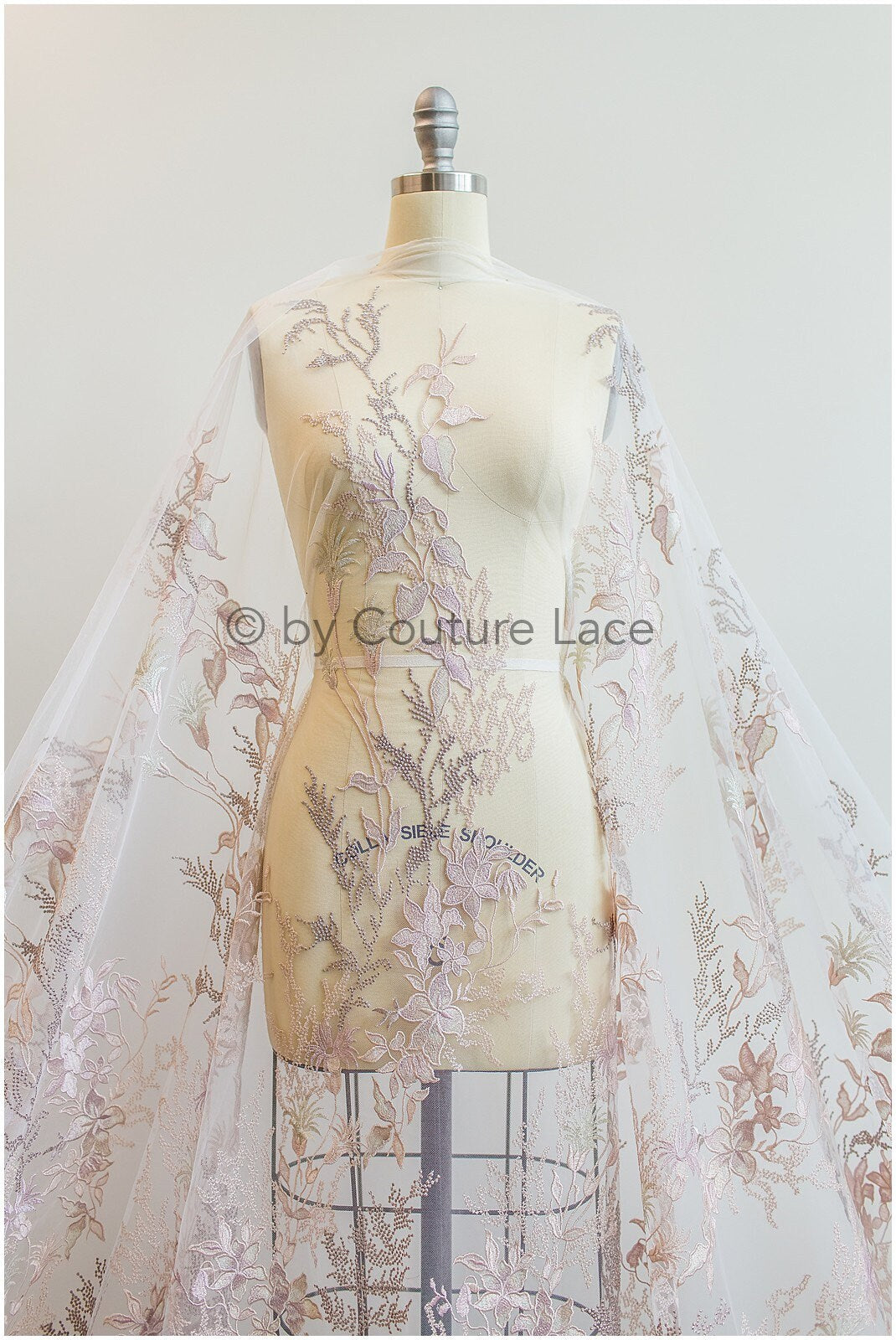 4-farbiger floraler Spitzenstoff/ romantische Pfirsich Spitze für Abendkleid/ Blumen Spitzenstoff/ bestickter Farbstoff// L19-261