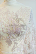 4-farbiger floraler Spitzenstoff/ romantische Pfirsich Spitze für Abendkleid/ Blumen Spitzenstoff/ bestickter Farbstoff// L19-261